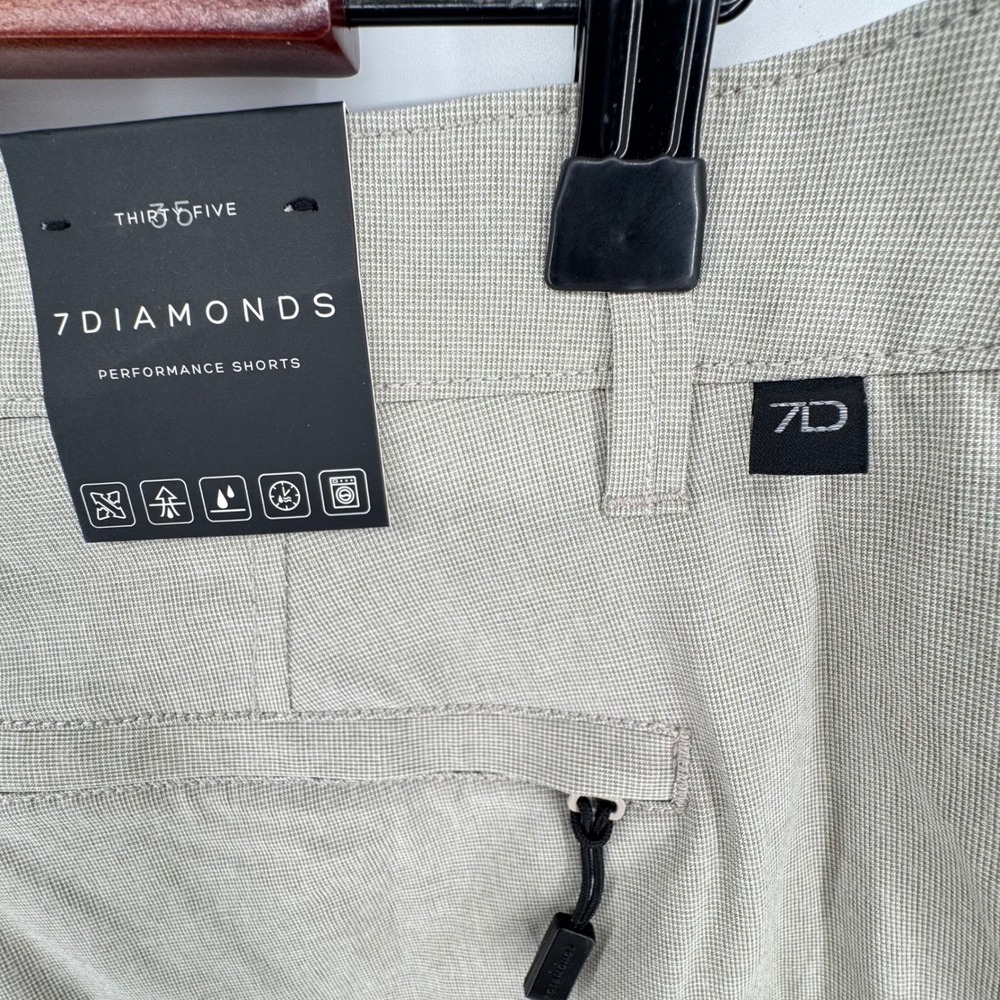 New 7 Diamonds Performance Shorts Men 35 Putty Dynamic STS-1178 Stretch Golf Tan